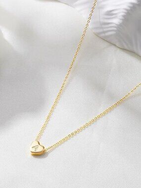 Turandoss Heart Initial Necklace for Girls, 14K Gold Plated Birthday Gift